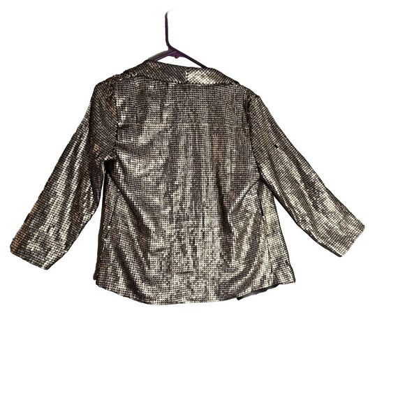 Sparkle & Fade Gold Sequin Jacket Blazer Women's Sz Medium Clubwear Disco Party - Picture 2 of 8